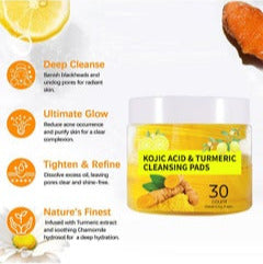 Turmeric & Kojic Acid Face Cleansing Pads (All Skin Types, 30 Wipes)