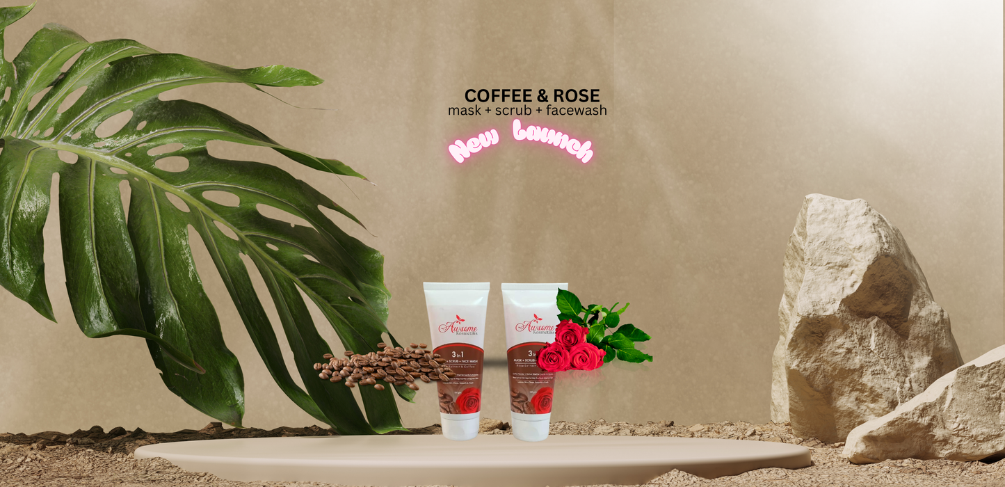 Coffee, Walnut  & Rose 3-in-1 Facewash, Scrub & Mask