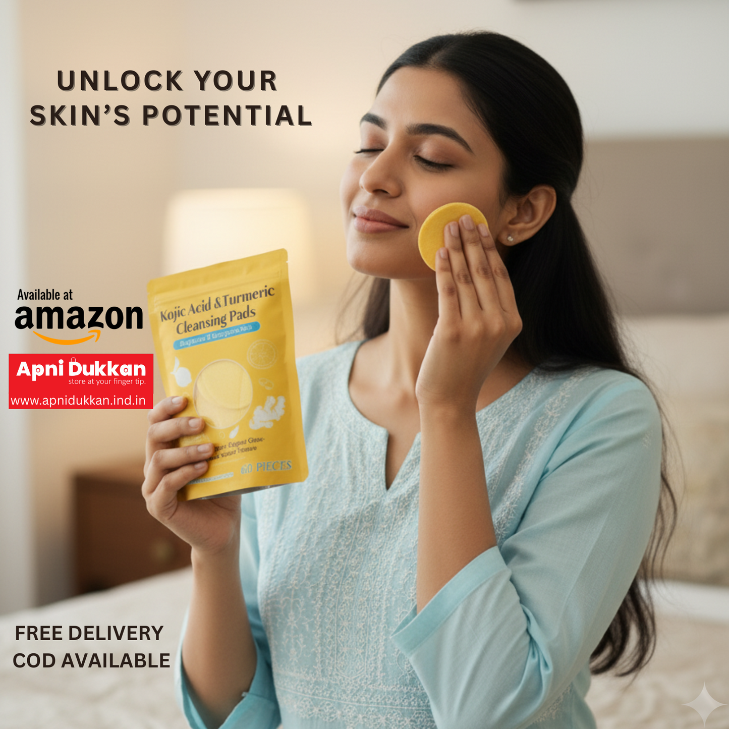 Turmeric Kojic Acid Pads – Brighten, Exfoliate & Glow Naturally | 60 Pads In Pack